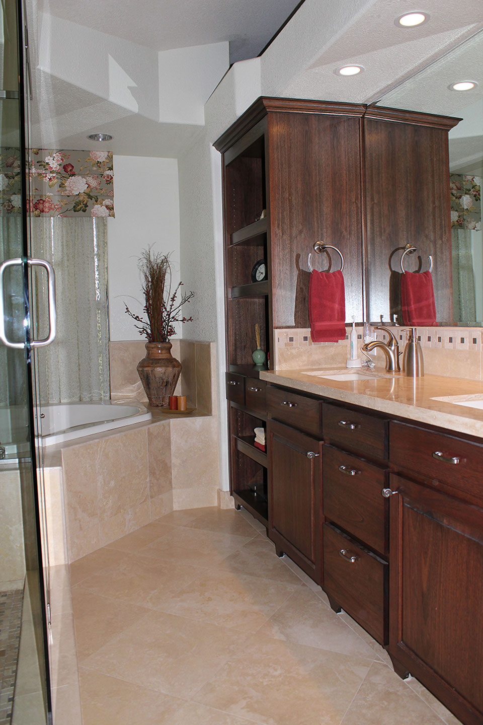 Marble stone tile and countertop in bathroom